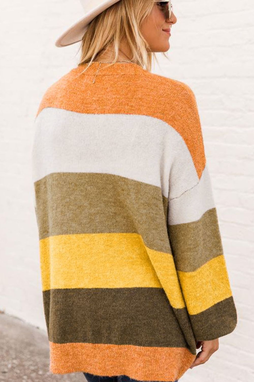 Open Front Color Block Cardigan-Angel Casuals