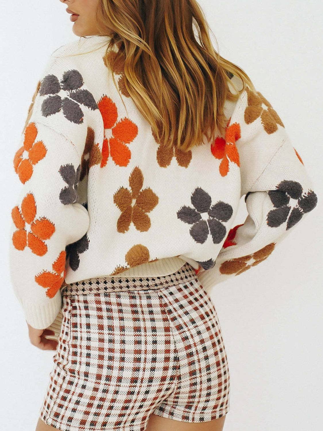 Floral V-Neck Button Up Long Sleeve Cardigan-Angel Casuals