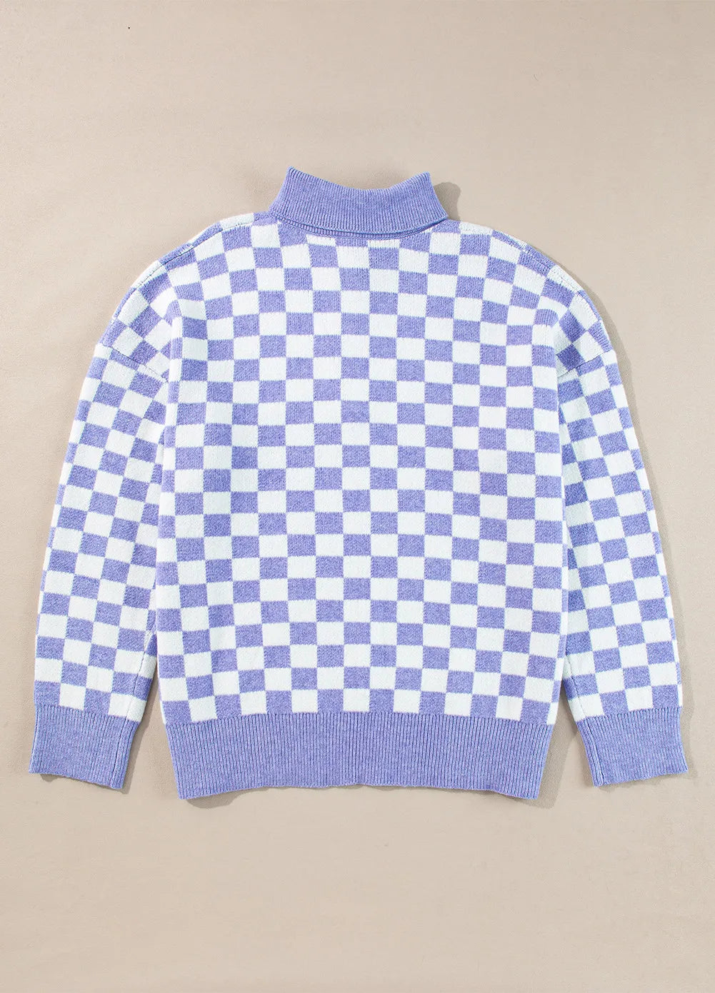 Plus Size Checkered Collared Neck Long Sleeve Sweater-Angel Casuals