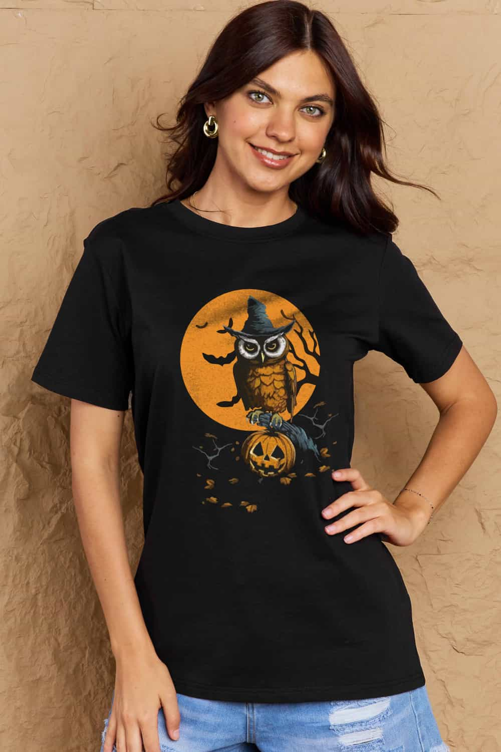 Simply Love Full Size Holloween Theme Graphic Cotton T-Shirt-Angel Casuals