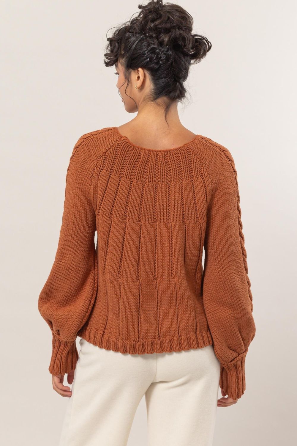 HYFVE Cable-Knit Round Neck Raglan Sleeve Sweater-Angel Casuals