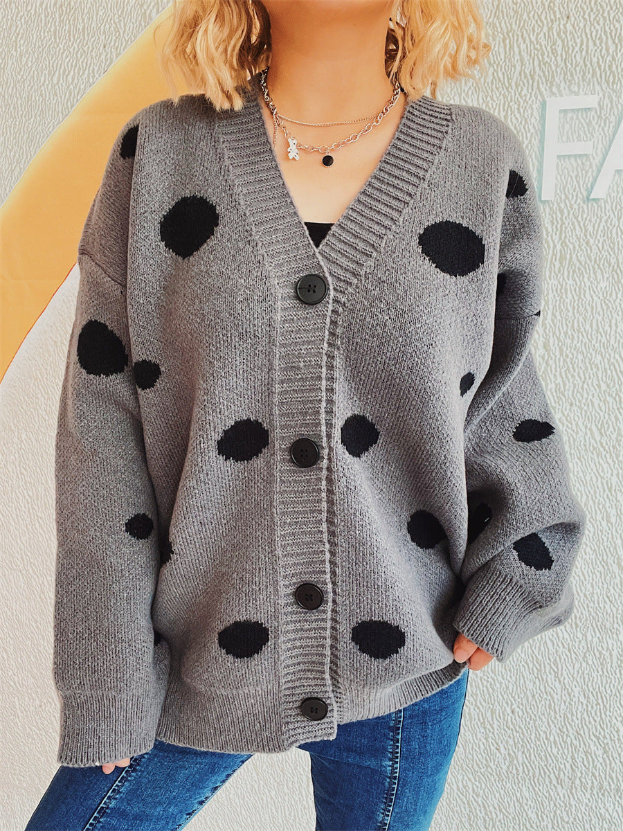 Polka Dot Button Up Cardigan-Angel Casuals