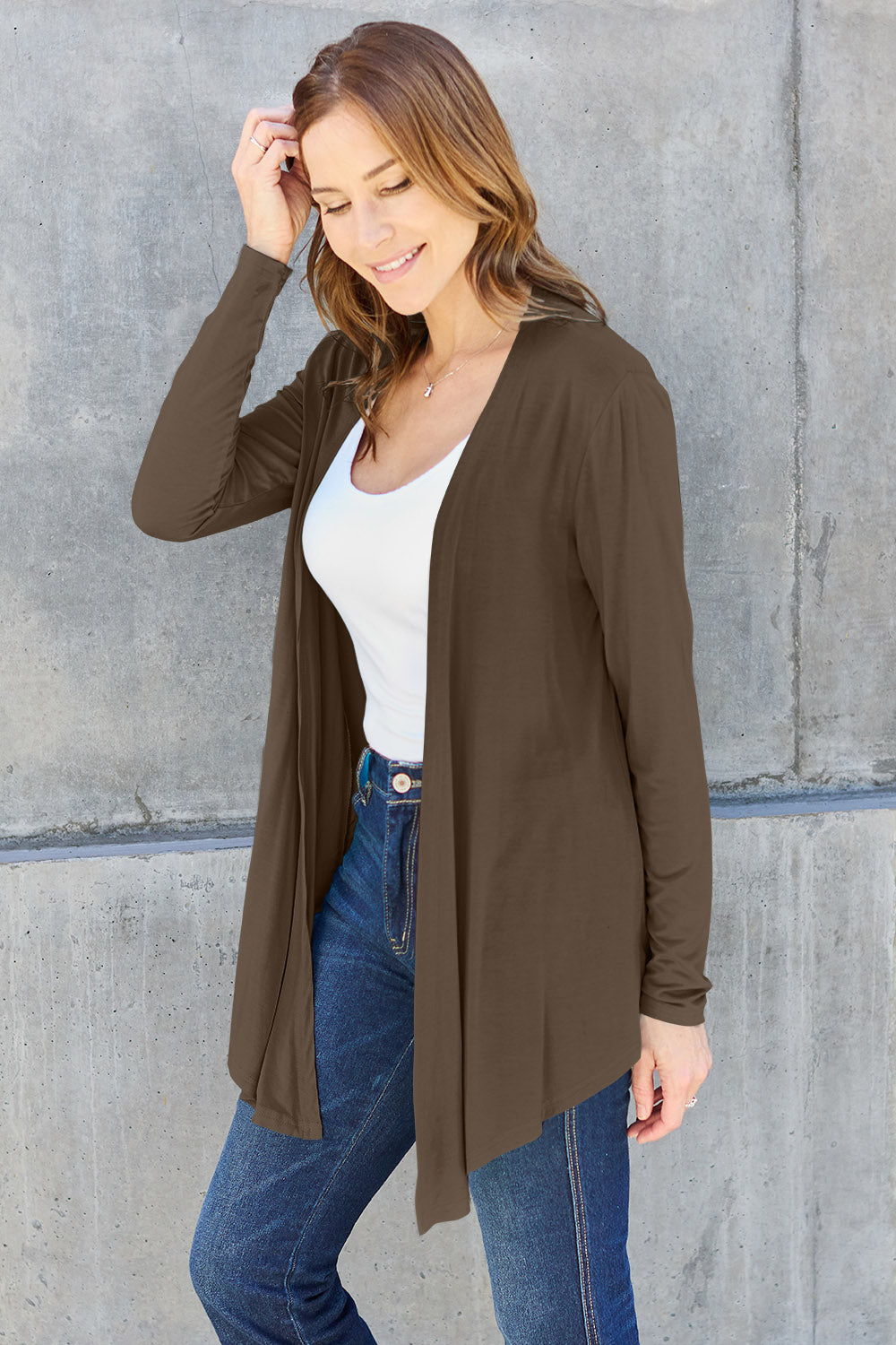 Basic Bae Full Size Open Front Long Sleeve Cardigan-Angel Casuals