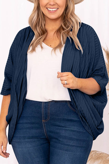 Plus Size Ribbed Cocoon Cover Up-Angel Casuals