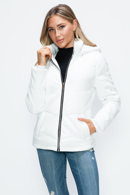 How Dare U Pocketed Zip Up Puffer Jacket with Removable Hood-Angel Casuals