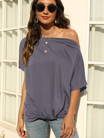 One Shoulder Short Sleeve T-Shirt-Angel Casuals
