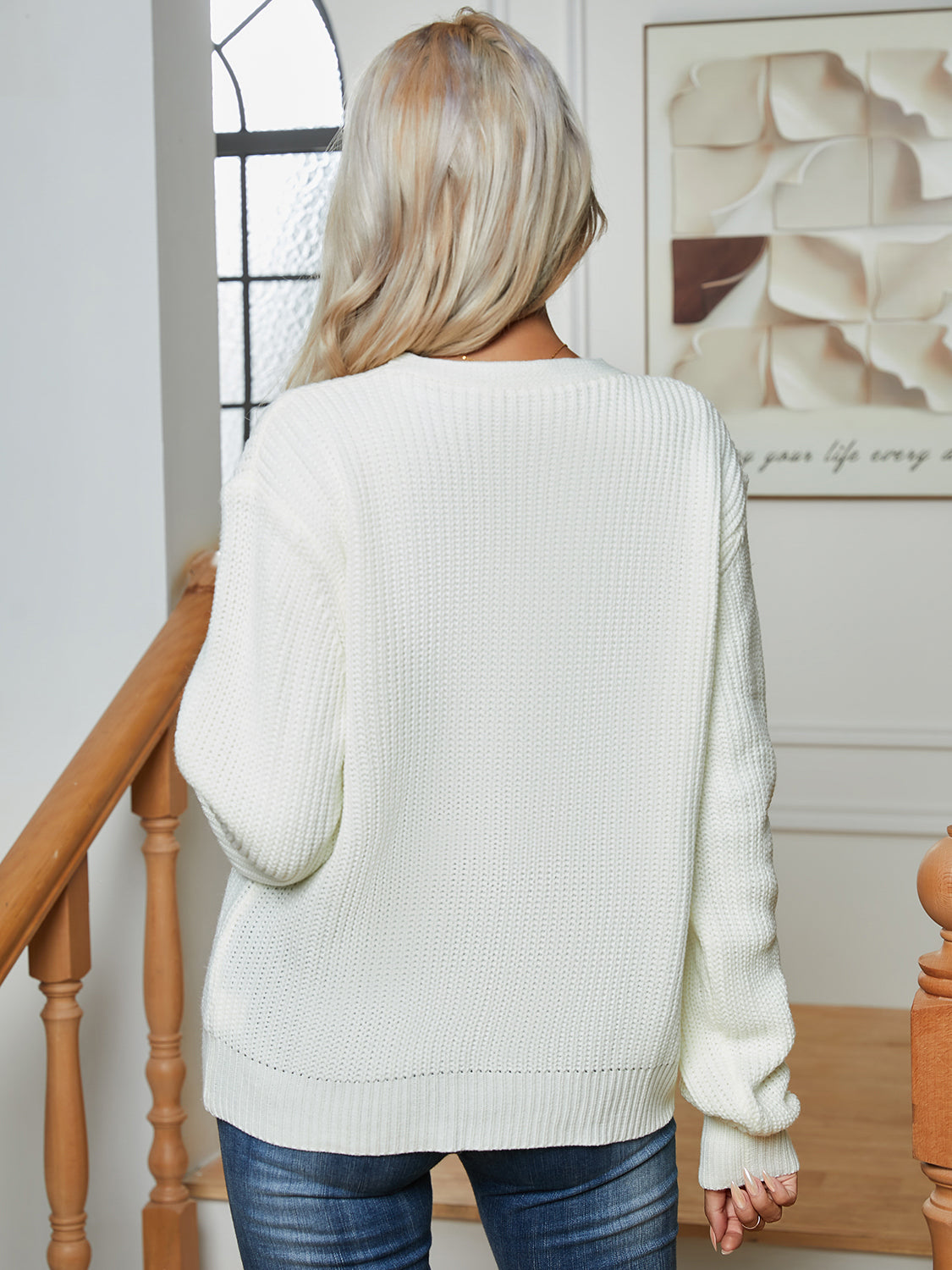 Button Up V-Neck Long Sleeve Cardigan-Angel Casuals