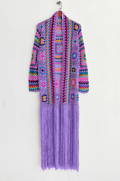 Fringe Tied Long Sleeve Cardigan-Angel Casuals