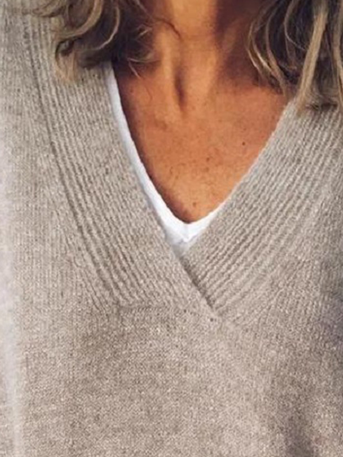 V-Neck Dropped Shoulder Sweater-Angel Casuals