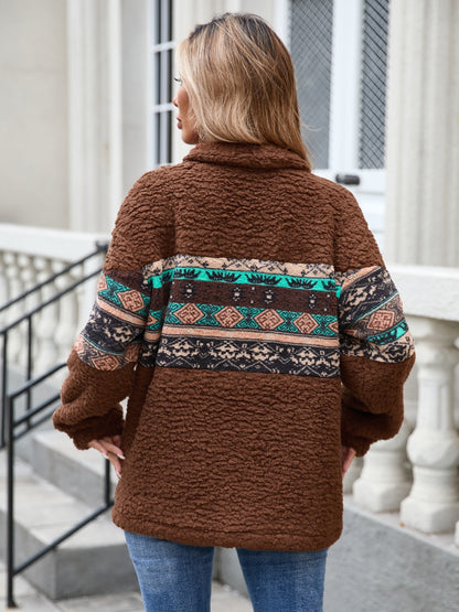 Half Zip Long Sleeve Fuzzy Top-Angel Casuals
