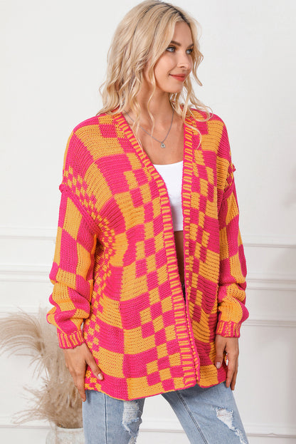 Contrast Exposed Seam Open Front Cardigan-Angel Casuals