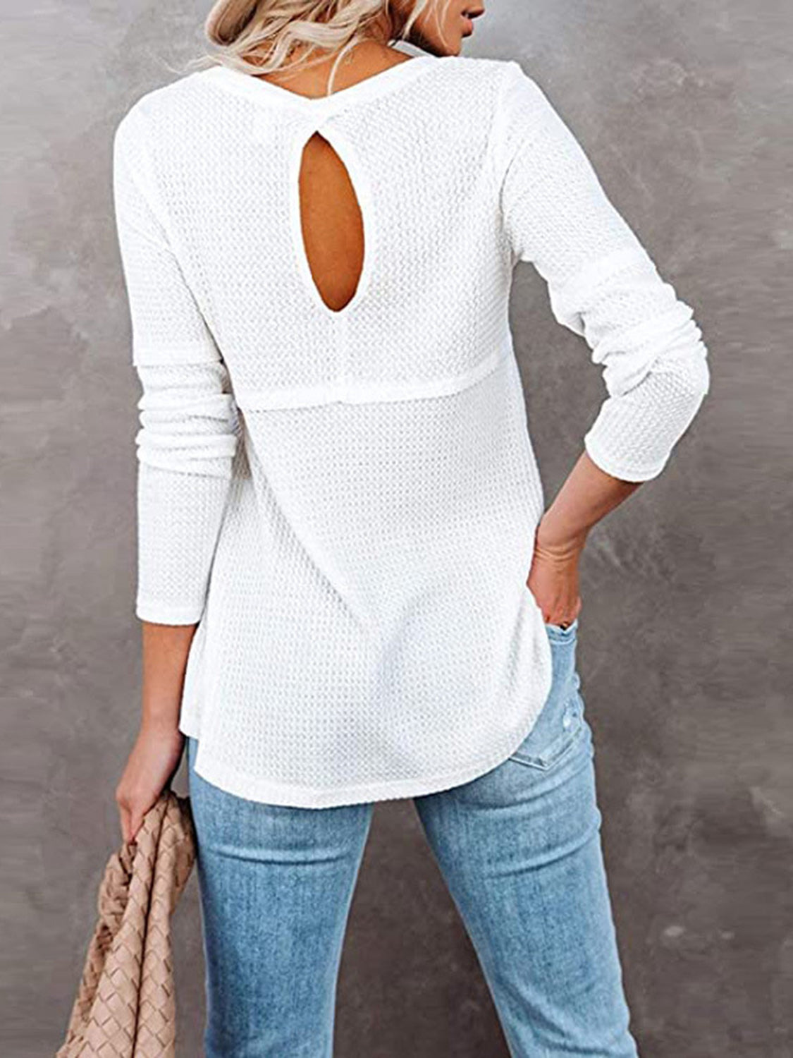 Cutout Round Neck Long Sleeve T-Shirt-Angel Casuals