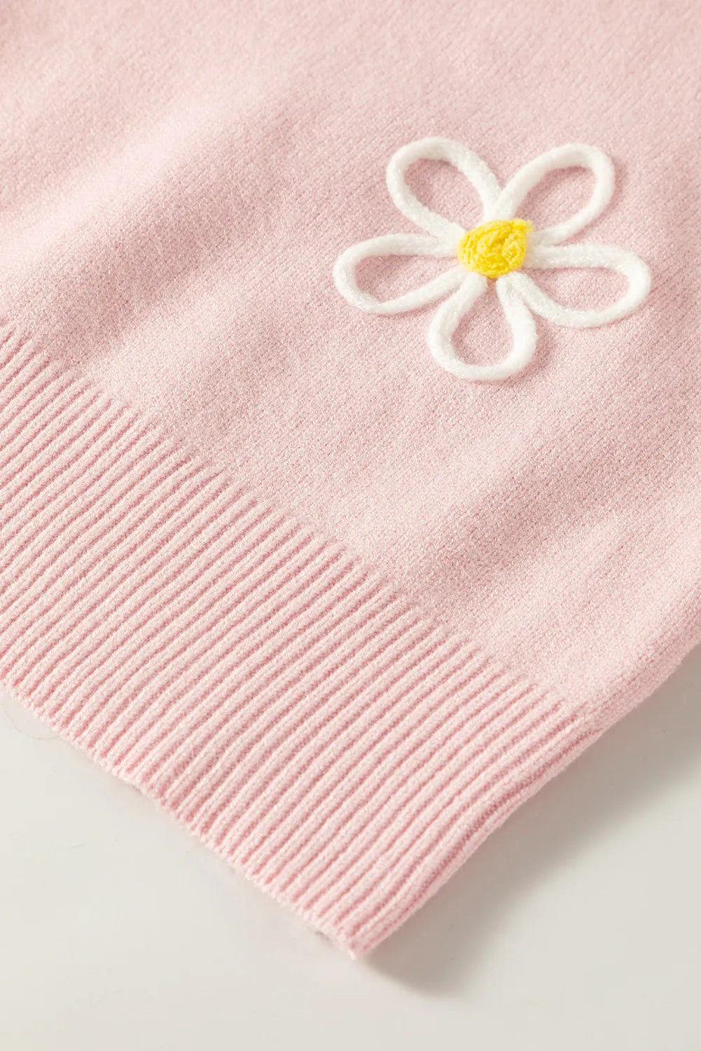 Flower Round Neck Dropped Shoulder Sweater-Angel Casuals