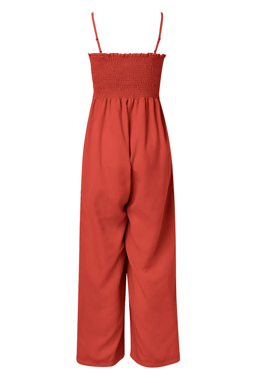 Smocked Spaghetti Strap Wide Leg Jumpsuit-Angel Casuals