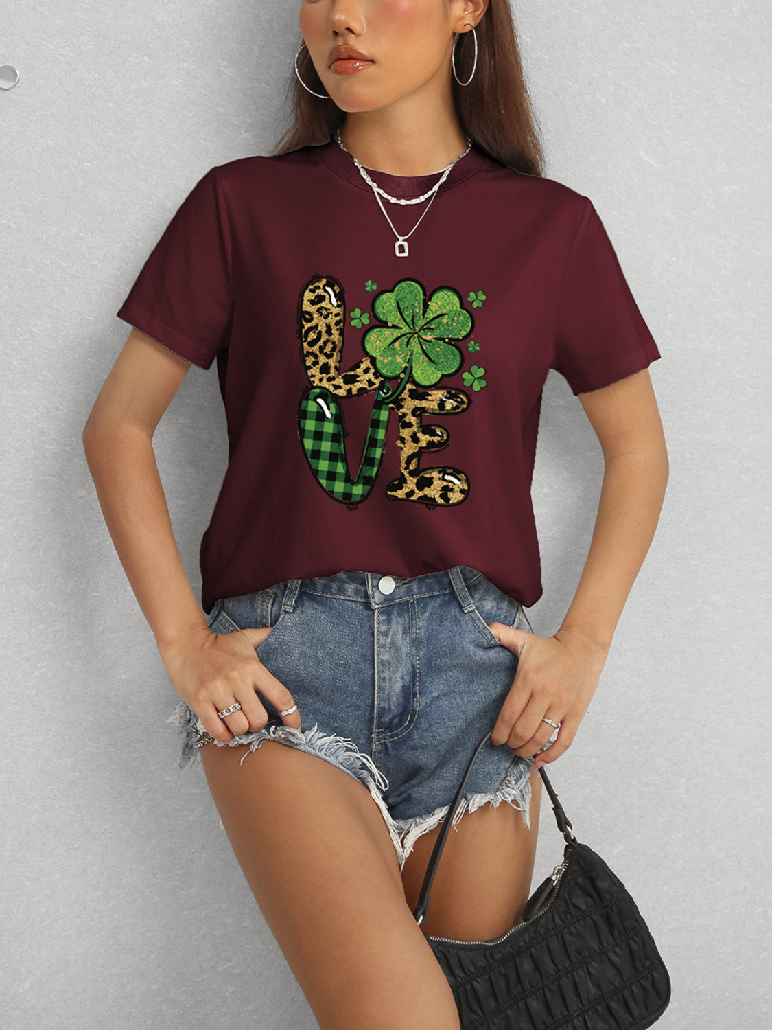 LOVE Round Neck Short Sleeve T-Shirt-Angel Casuals