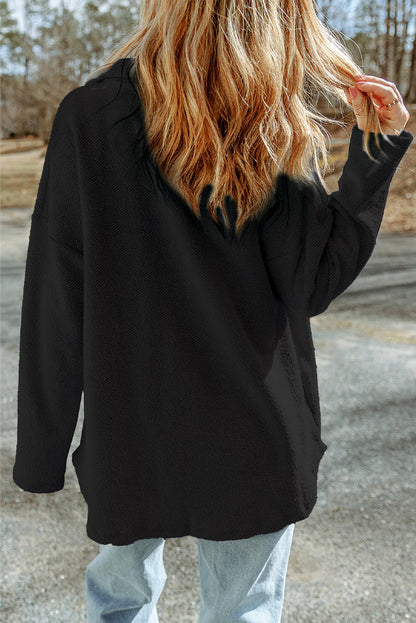 Pocketed Button Up Droppped Shoulder Jacket-Angel Casuals