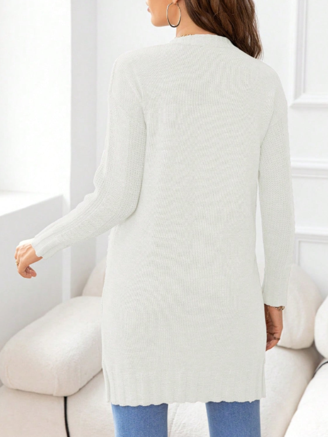 Open Front Long Sleeve Cardigan-Angel Casuals