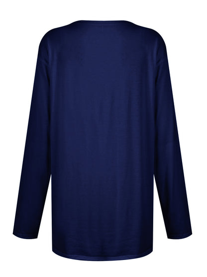 Full Size Pocketed Round Neck Long Sleeve T-Shirt-Angel Casuals
