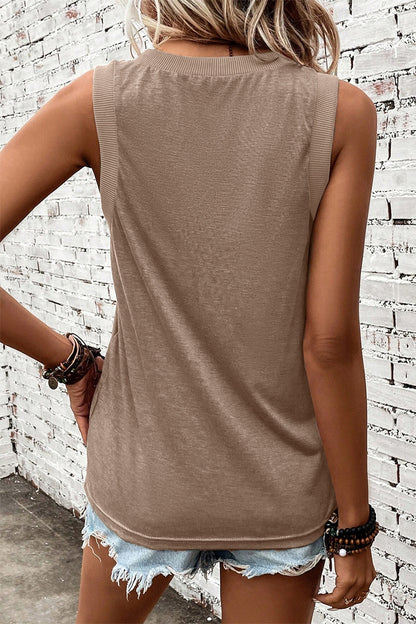 V-Neck Wide Strap Tank-Angel Casuals