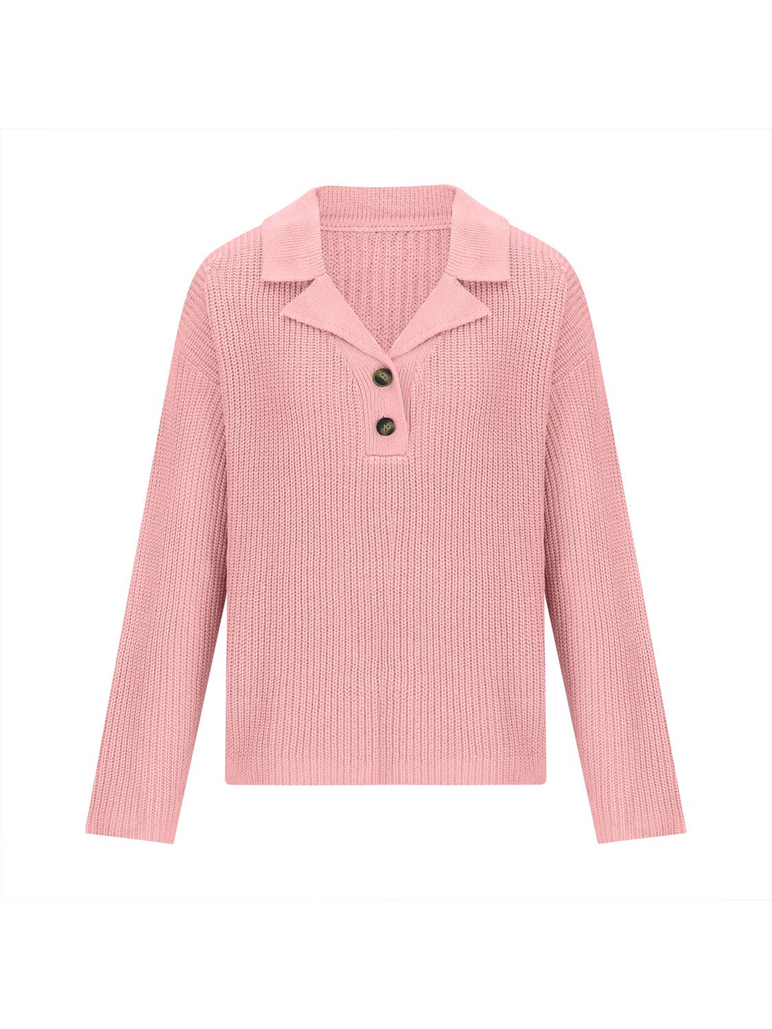 Collared Neck Half Button Knit Top-Angel Casuals