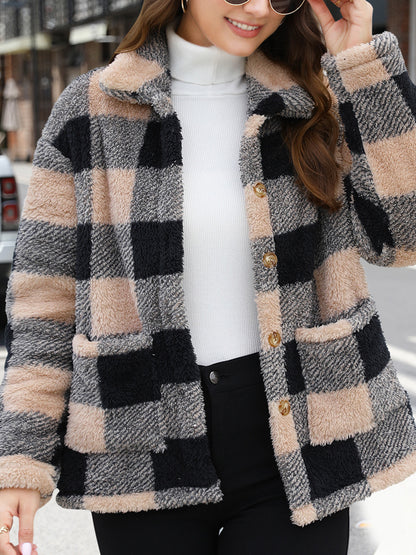 Button Up Drop Shoulder Fuzzy Jacket-Angel Casuals