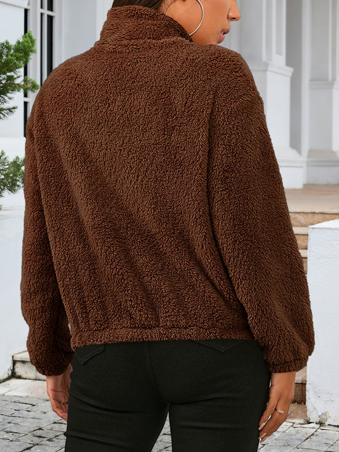 Zip Up Turtleneck Long Sleeve Jacket-Angel Casuals