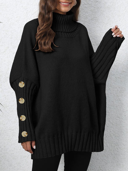 Turtleneck Long Sleeve Sweater-Angel Casuals