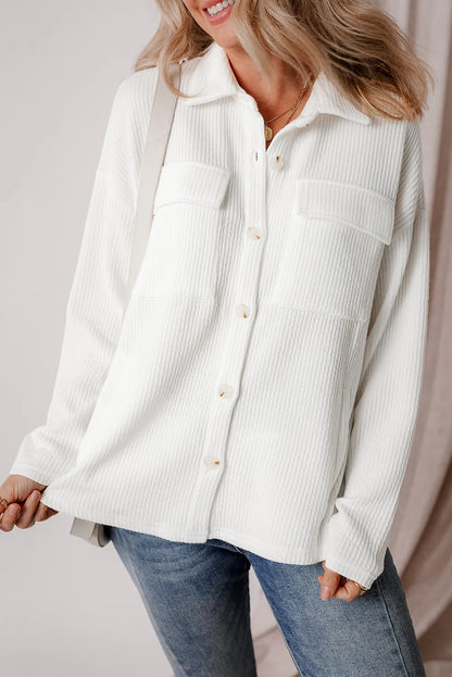 Button Up Long Sleeve Shacket-Angel Casuals