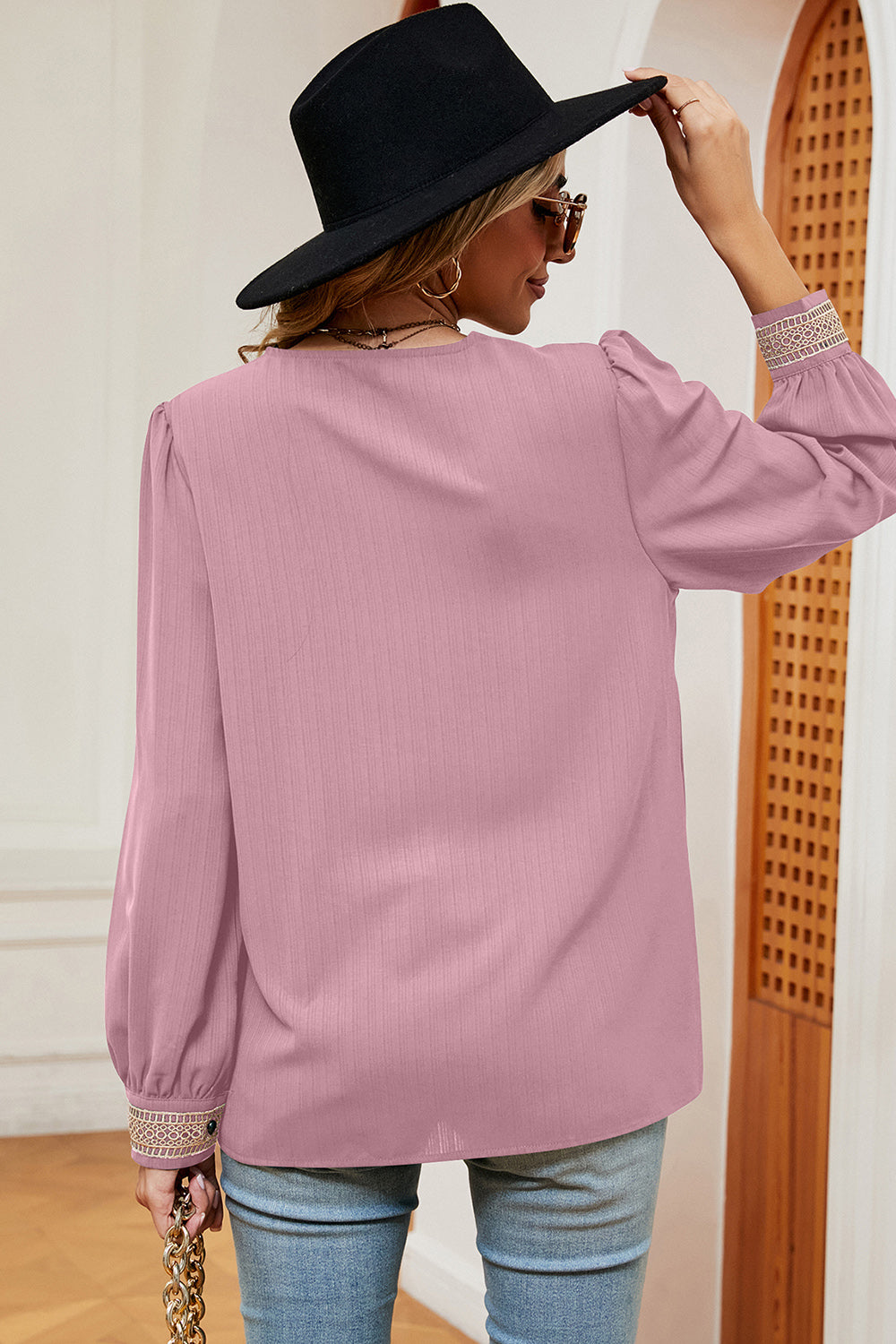 V-Neck Long Sleeve T-Shirt-Angel Casuals