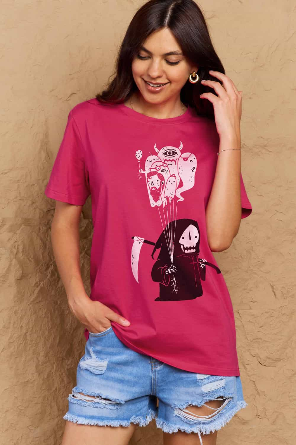 Simply Love Full Size Death Graphic T-Shirt-Angel Casuals