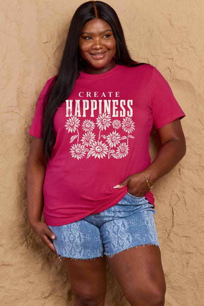 Simply Love Full Size CREATE HAPPINESS Graphic Cotton T-Shirt-Angel Casuals