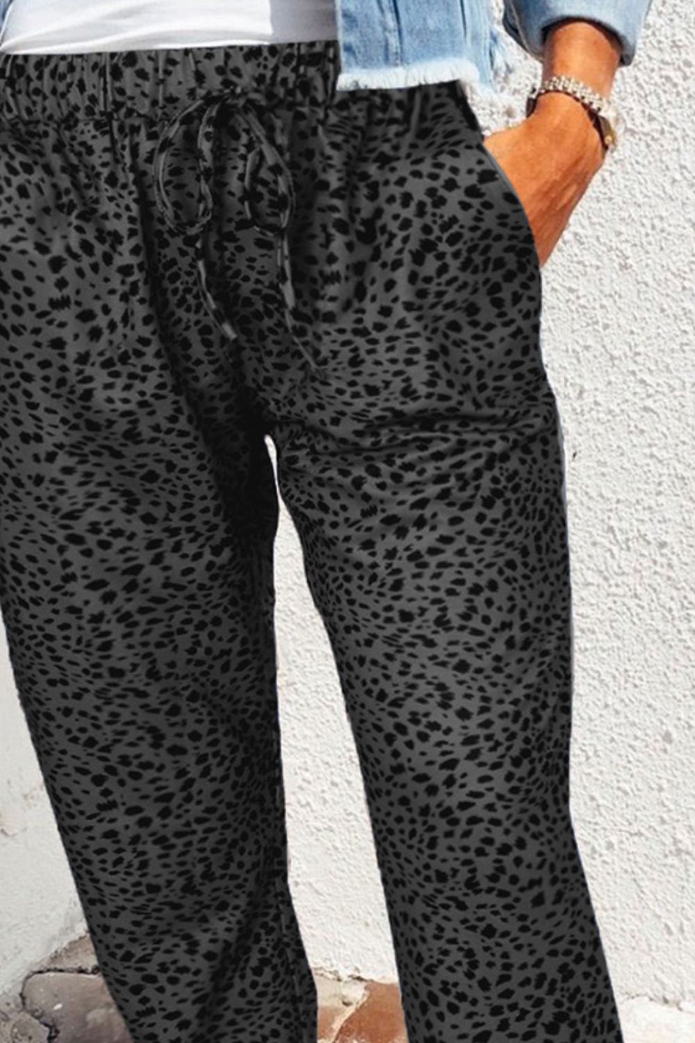 Double Take Leopard Print Joggers with Pockets-Angel Casuals