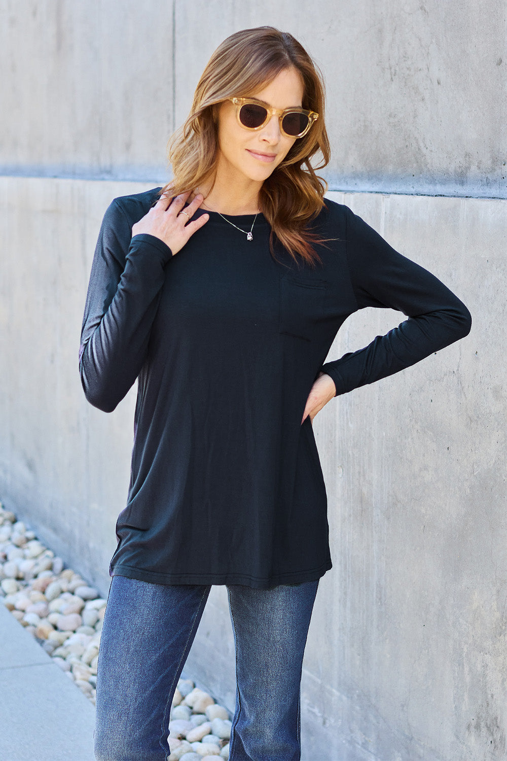 Basic Bae Full Size Round Neck Long Sleeve Top-Angel Casuals