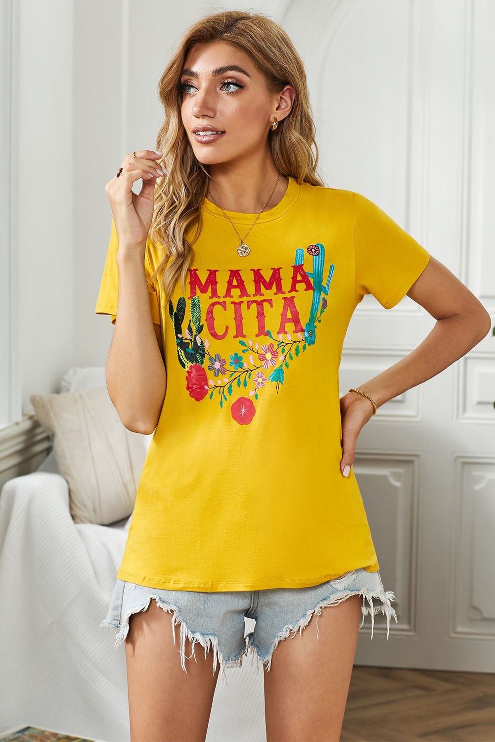 MAMACITA Graphic Round Neck Tee-Angel Casuals