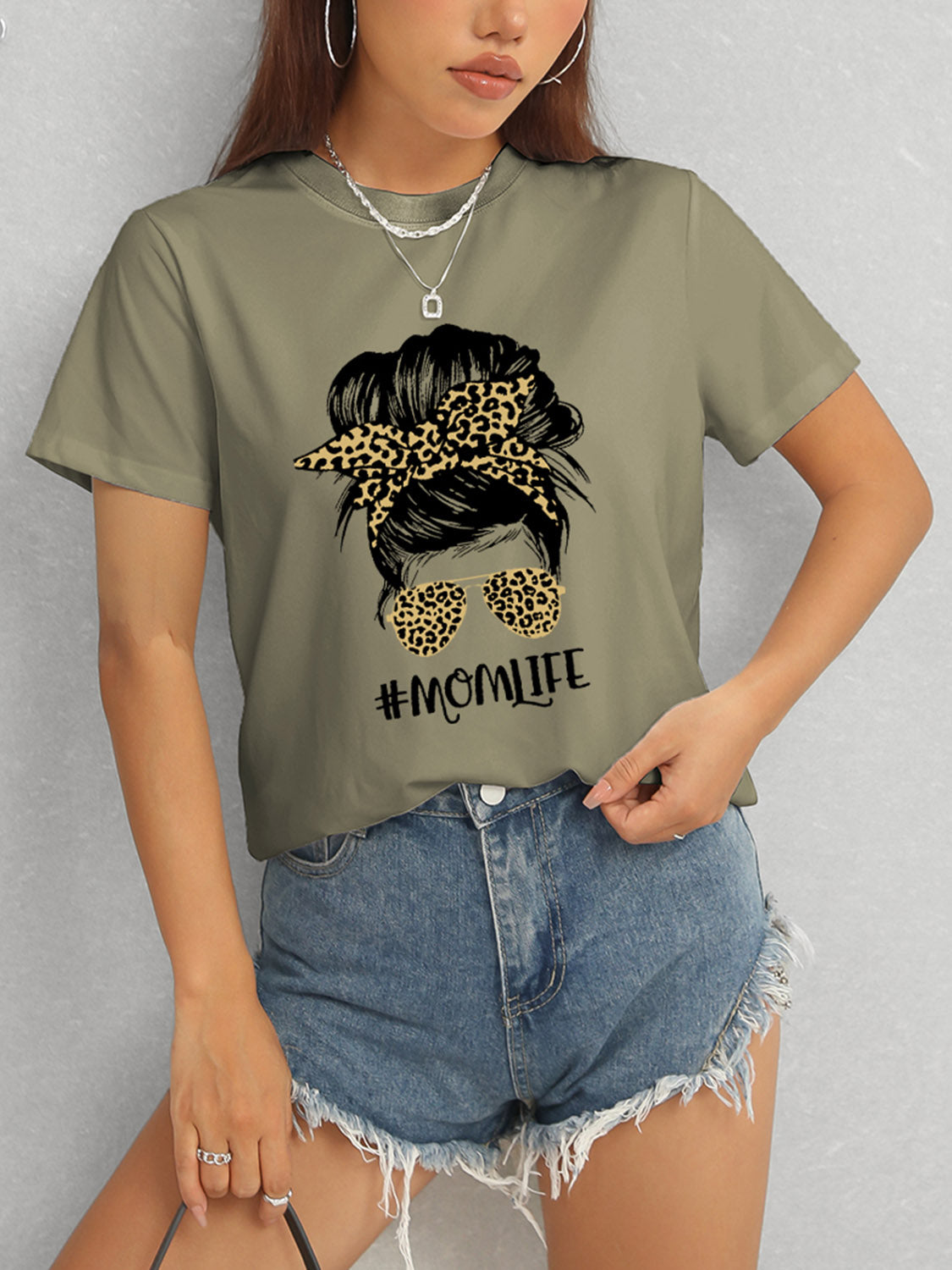 MOMLIFE Round Neck Short Sleeve T-Shirt-Angel Casuals