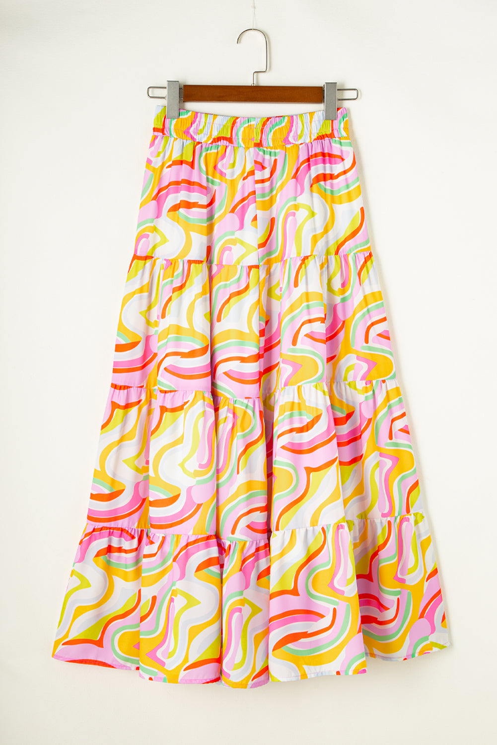 Printed Elastic Waist Skirt-Angel Casuals