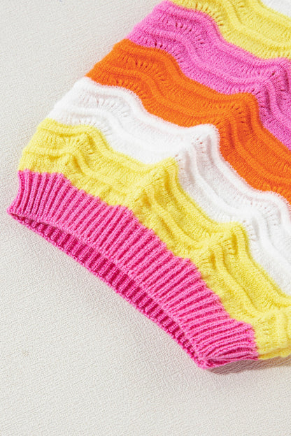 Contrast Half Sleeve Knit Top-Angel Casuals