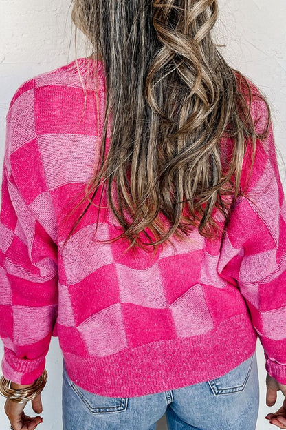 Checkered Button Up Long Sleeve Cardigan-Angel Casuals