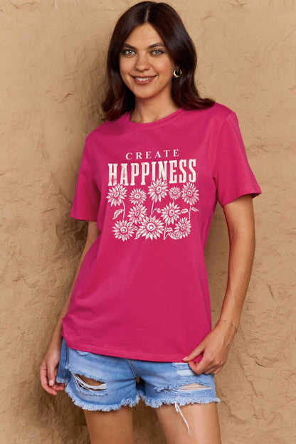 Simply Love Full Size CREATE HAPPINESS Graphic Cotton T-Shirt-Angel Casuals