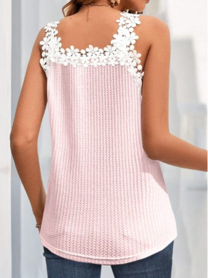 Lace Detail V-Neck Tank-Angel Casuals