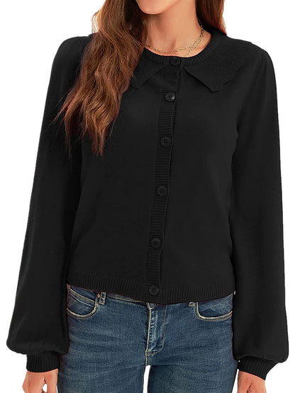 Collared Long Sleeve Button Down Cardigan-Angel Casuals