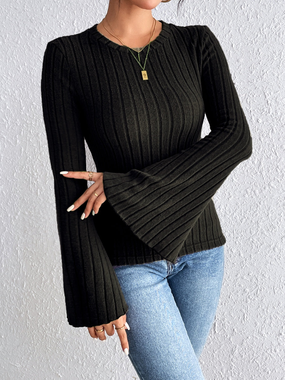Honey Round Neck Flare Sleeve T-Shirt-Angel Casuals