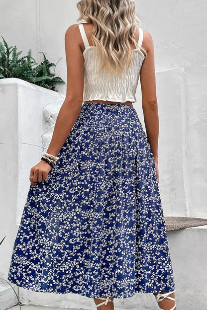 Ditsy Floral Slit High Waist Skirt-Angel Casuals