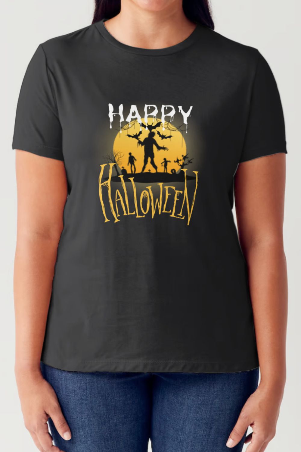 Simply Love Full Size HAPPY HALLOWEEN Short Sleeve Tubular T-Shirt-Angel Casuals