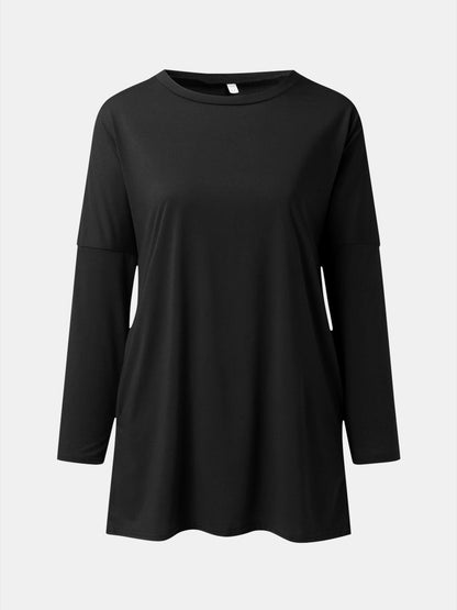 Full Size Round Neck Long Sleeve T-Shirt-Angel Casuals