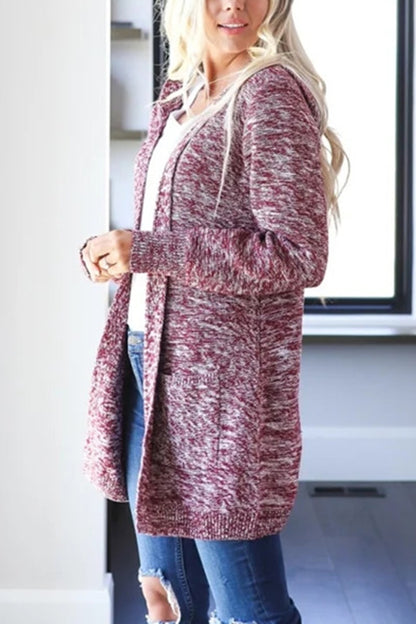 Heathered Open Front Cardigan with Pockets-Angel Casuals