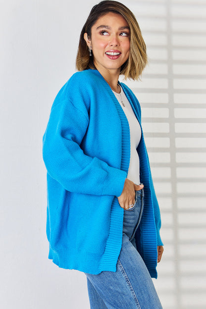 Open Front Dropped Shoulder Cardigan-Angel Casuals