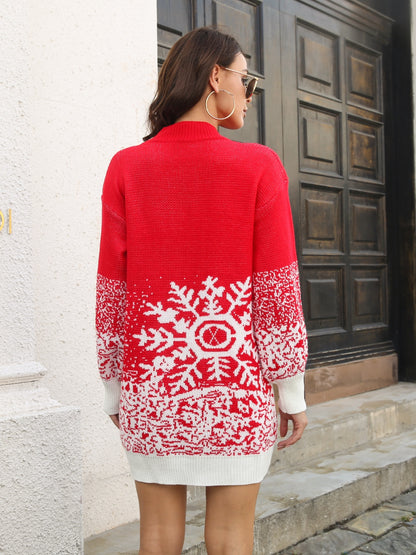 Snowflake Pattern Sweater Dress-Angel Casuals