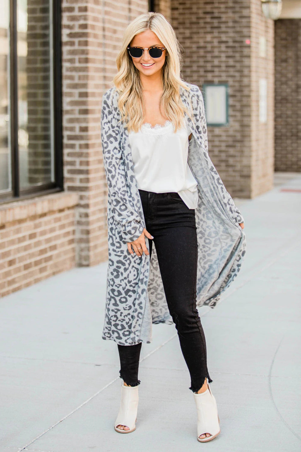 Open Front Leopard Cardigan-Angel Casuals