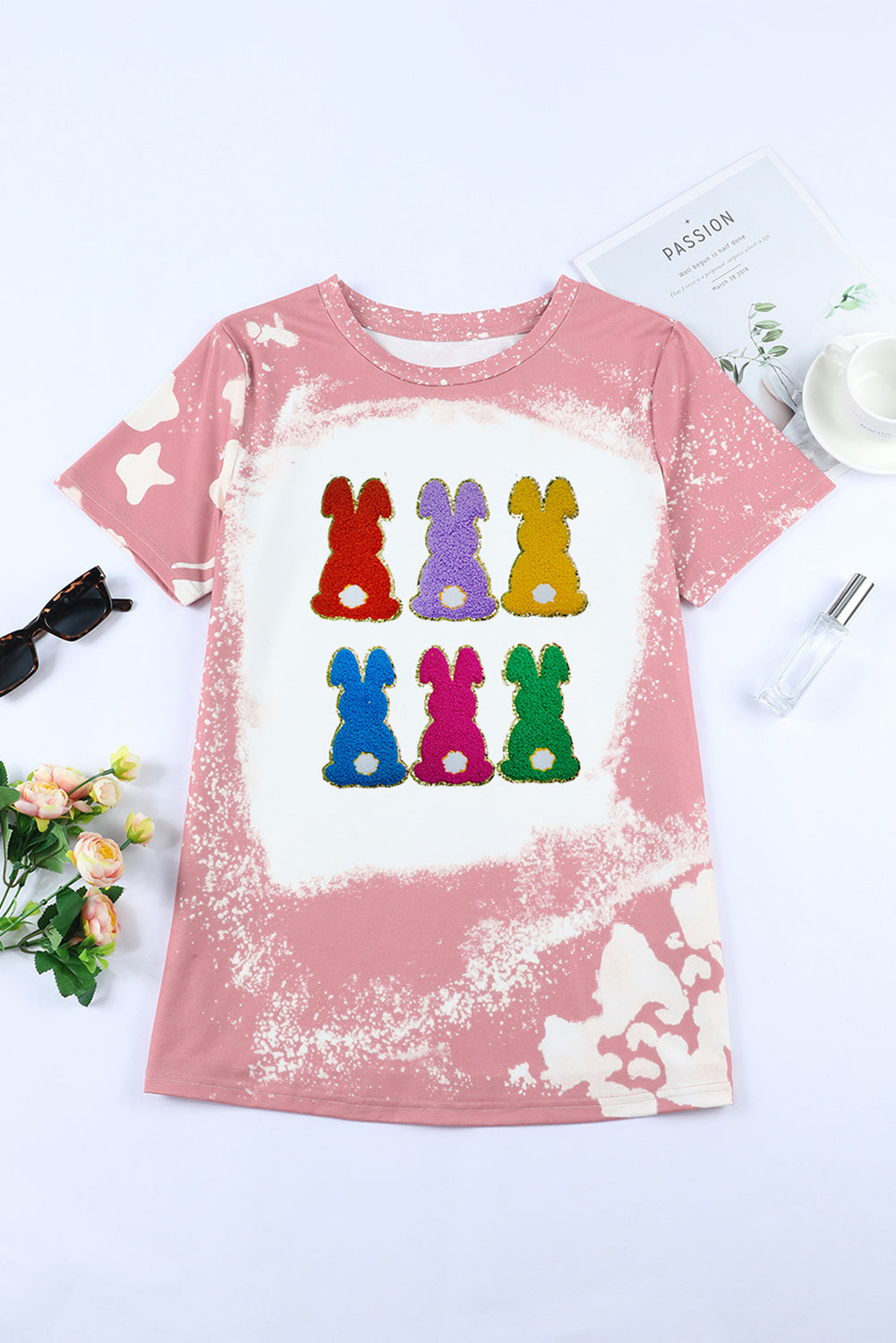 Rabbit Round Neck Short Sleeve T-Shirt-Angel Casuals